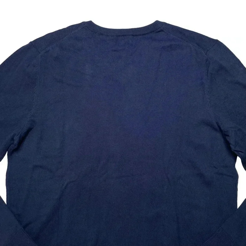 Alfani Solid Table Cotton Blend Navy V-Neck Classic Fit Mens Sweater - Picture 8 of 10